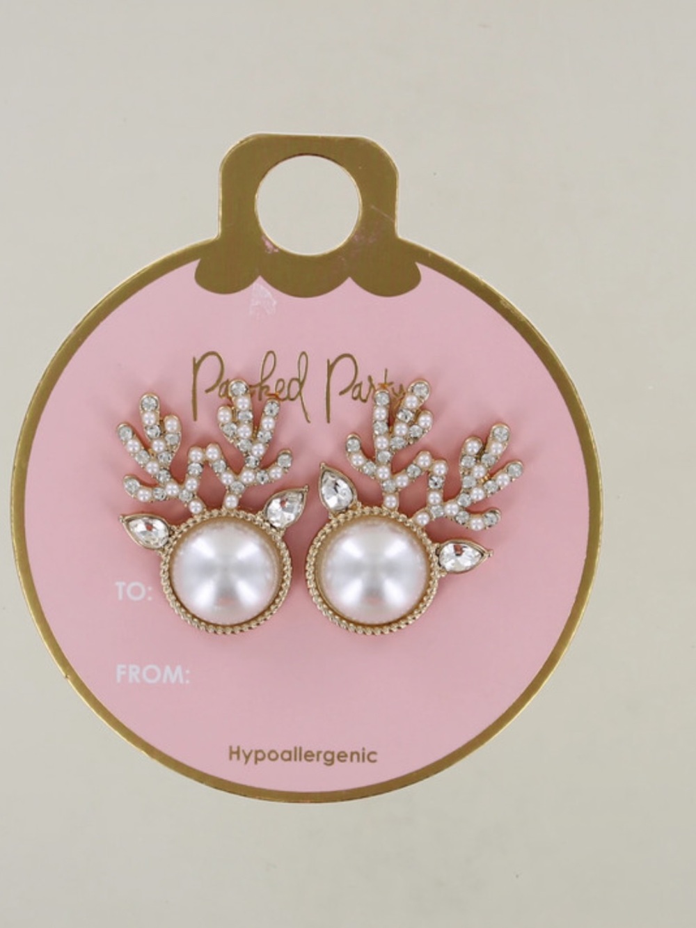 Pearl & Crystal Reindeer Stud Earrings